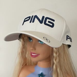 PING White and Navy Logo Men's Cap